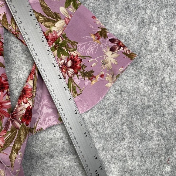 Aura Floral Tunic Top Women's Size M Semi Sheer Lilac Angel Sleeve Office Casual - Picture 6 of 8